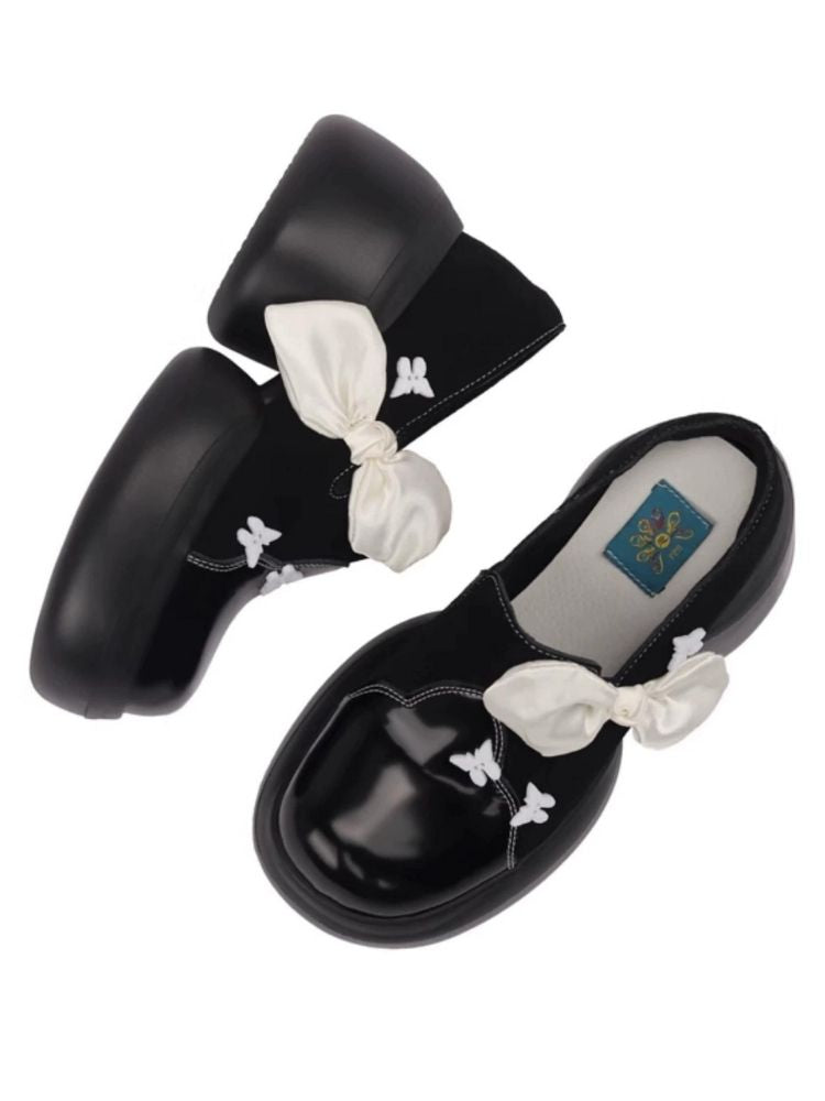 Side Ribbon Butterfly Platform Loafers【s0000002780】