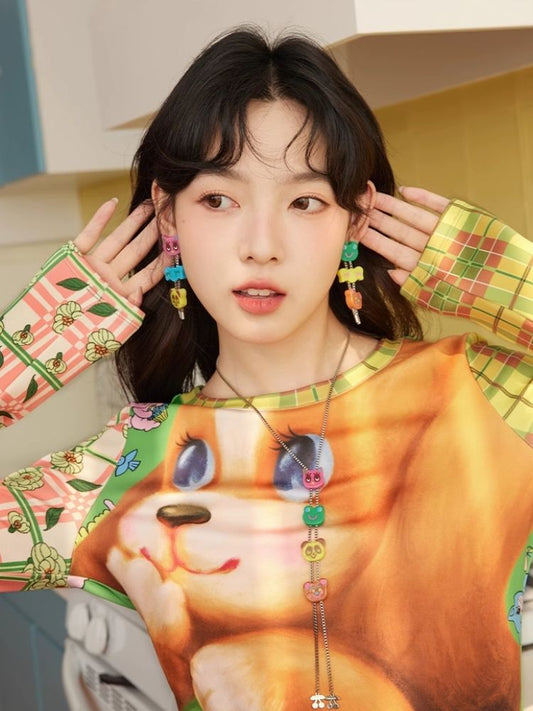 Colorful Critter Stud Earrings Necklace【s0000004501】