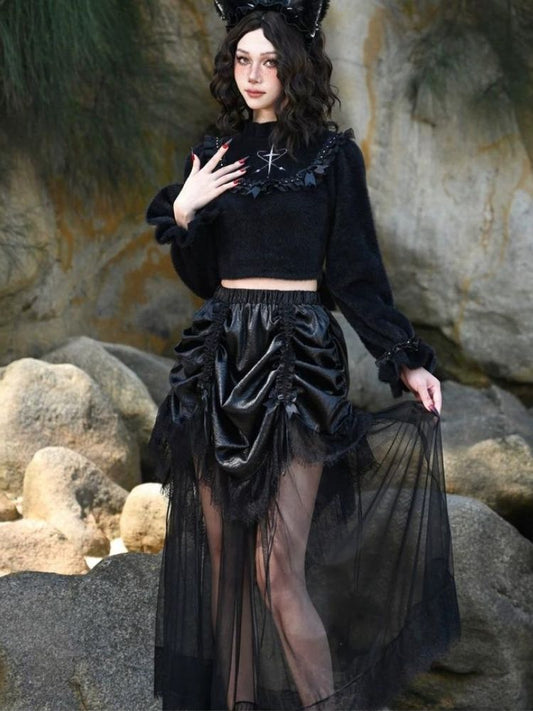 Mesh Big Wave Halter Skirt【s0000004842】