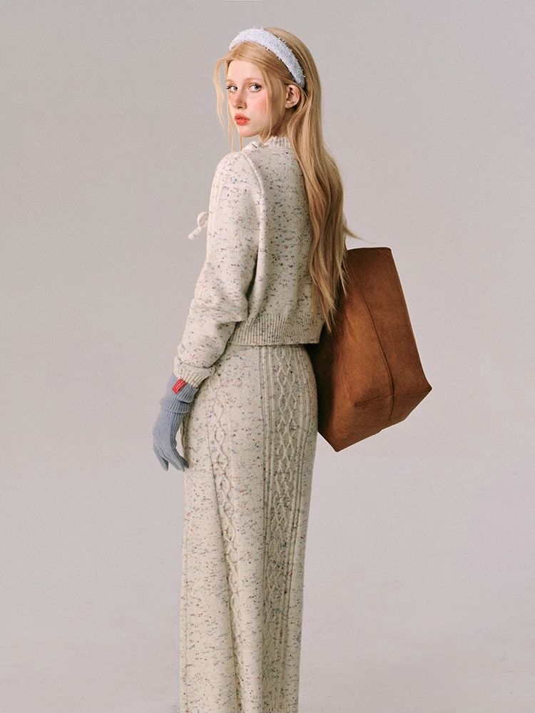 Braided Color Dot Knit Sweater Half Skirt【s0000005609】