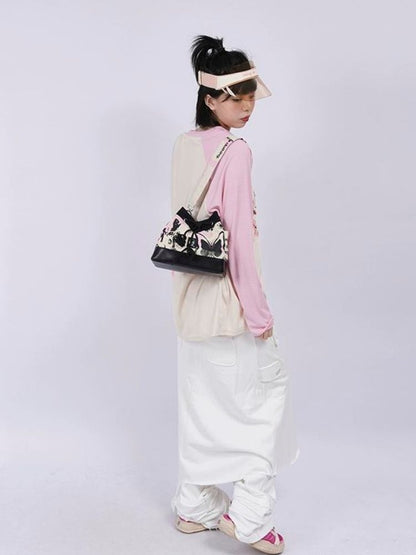 Sweet cool shoulder Messenger bucket bag【s0000003310】 