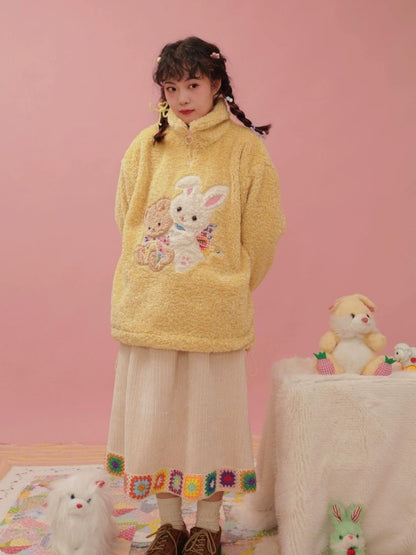 3D doll embroidered cream plush jacket【s0000004303】