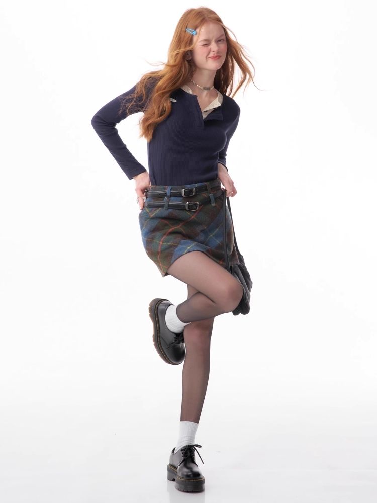 V-neck long-sleeved blouse【s0000006165】