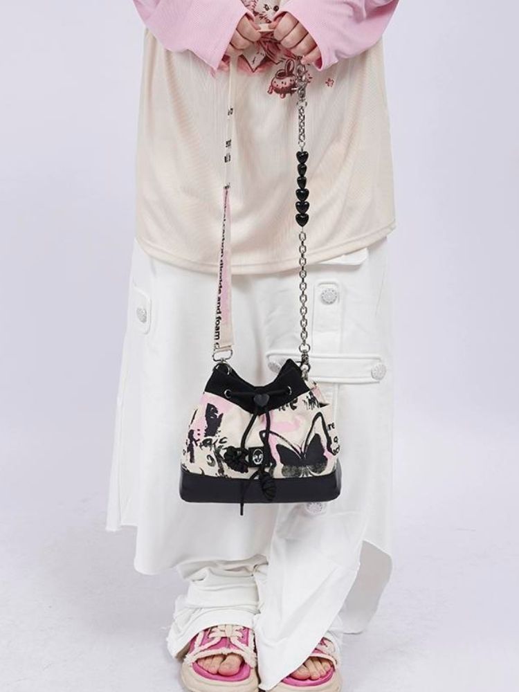 Sweet cool shoulder Messenger bucket bag【s0000003310】 