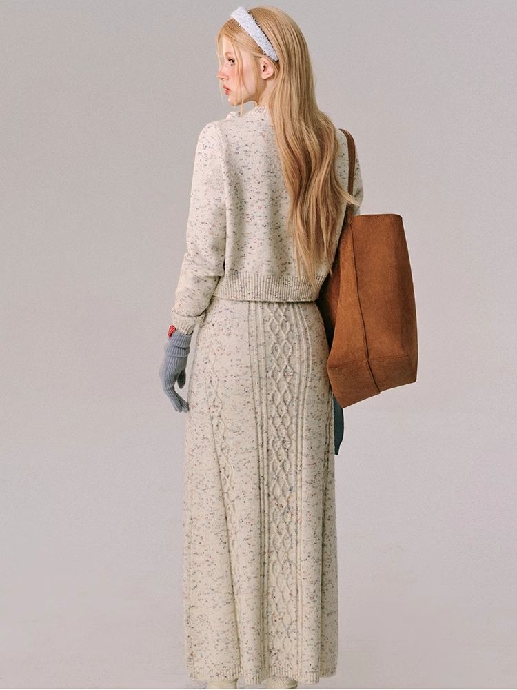 Braided Color Dot Knit Sweater Half Skirt【s0000005609】