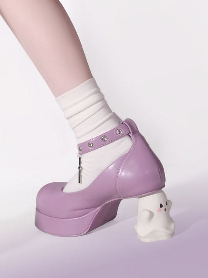 With Cross Ankle Strap Ghost Heel Pumps【s0000002546】