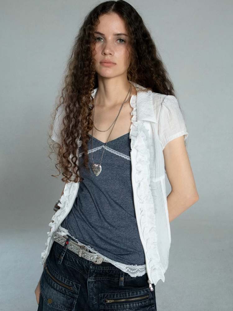 Mixed Color Knit Lace V-Neck Camisole【s0000009019】