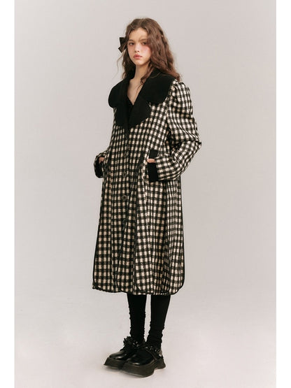 Monotone Plaid Loose Wool Coat【s0000003858】