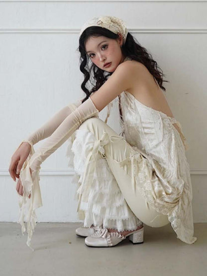 Fluttering Elastic Tulle Sleeves [s0000008145]