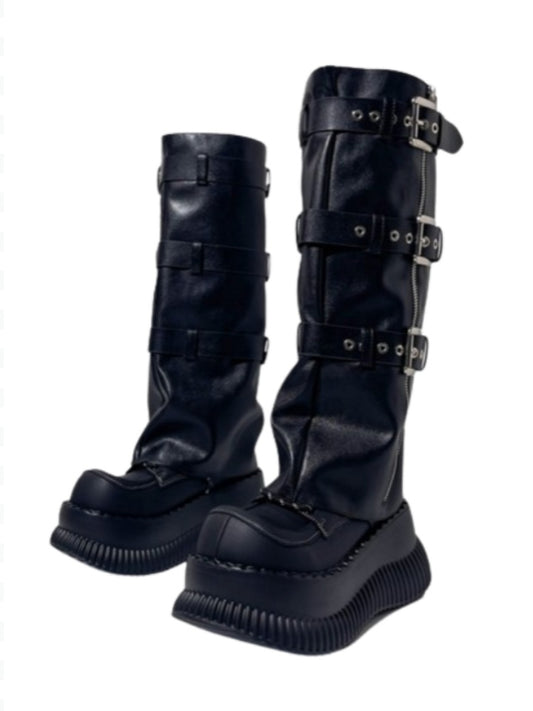 Punk Style Triple Belt Volume Platform Boots【s0000005199】