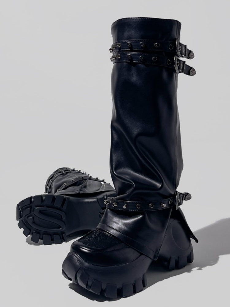 Y2K Punk Style Metal Rivets High Heel Long Boots【s0000005187】