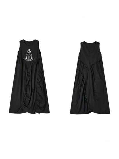 Embroidered A-Line Sleeveless Long Dress【s0000011897】