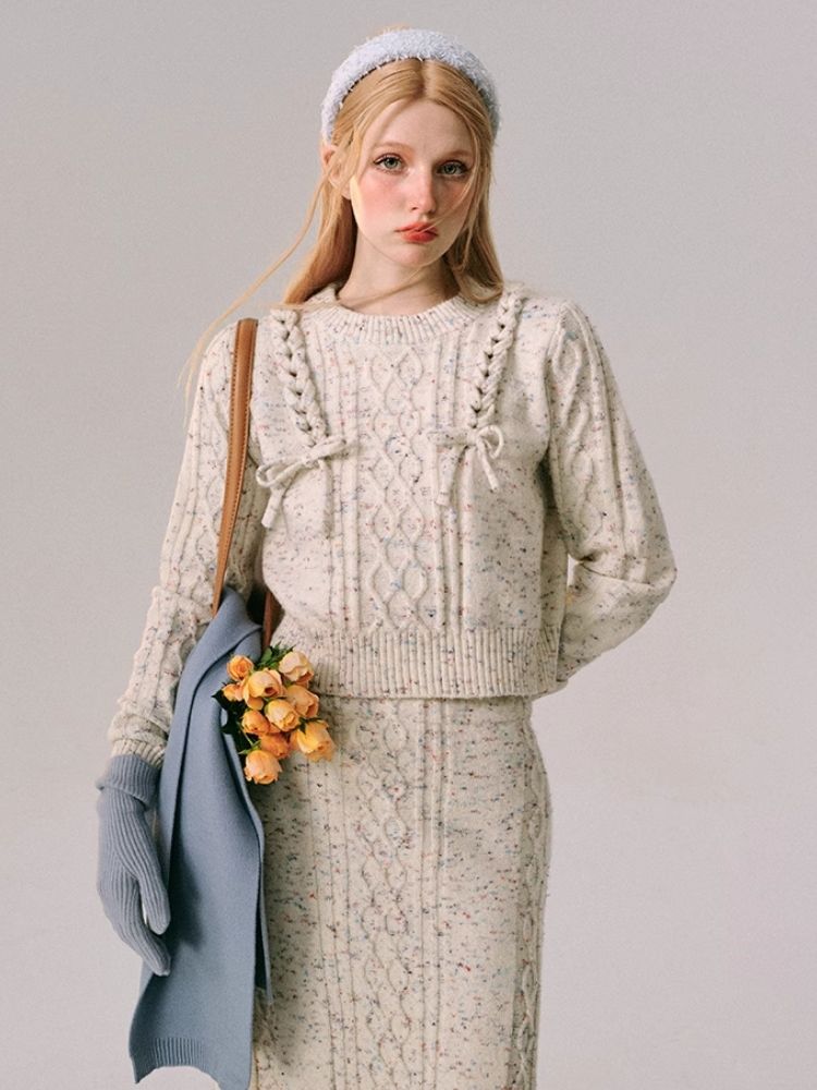 Braided Color Dot Knit Sweater Half Skirt【s0000005609】