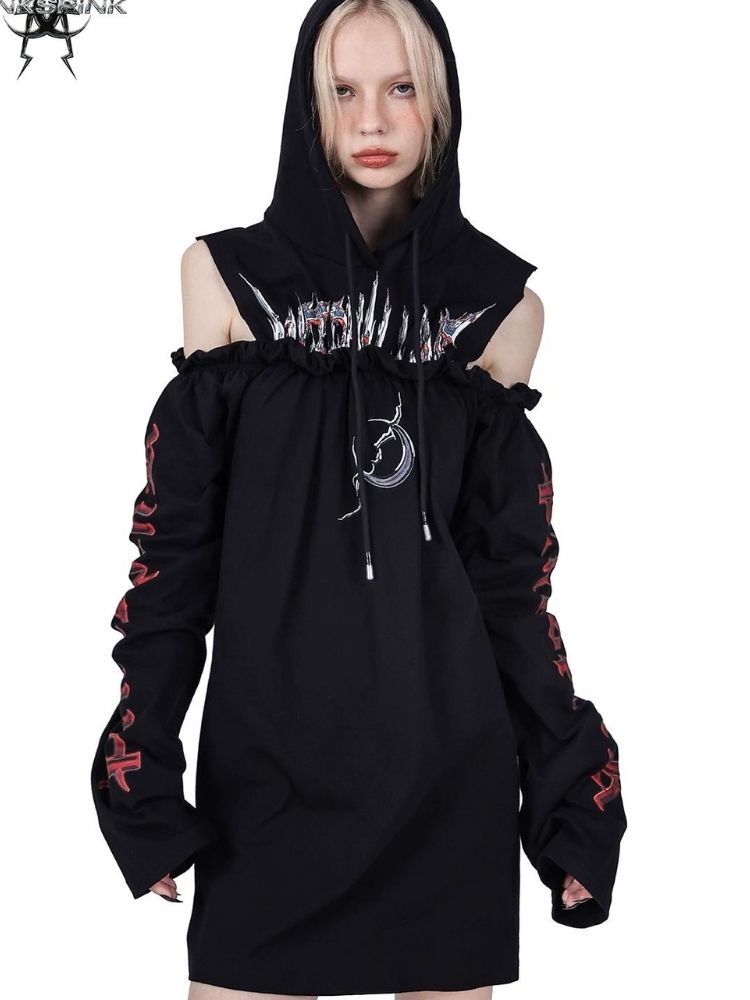 Hooded black dress【s0000003714】