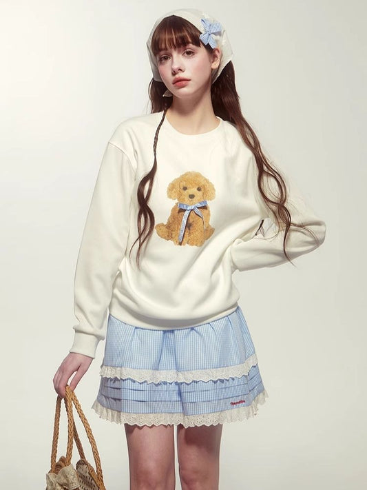 Loose Puppy White Sweatshirt【s0000007521】