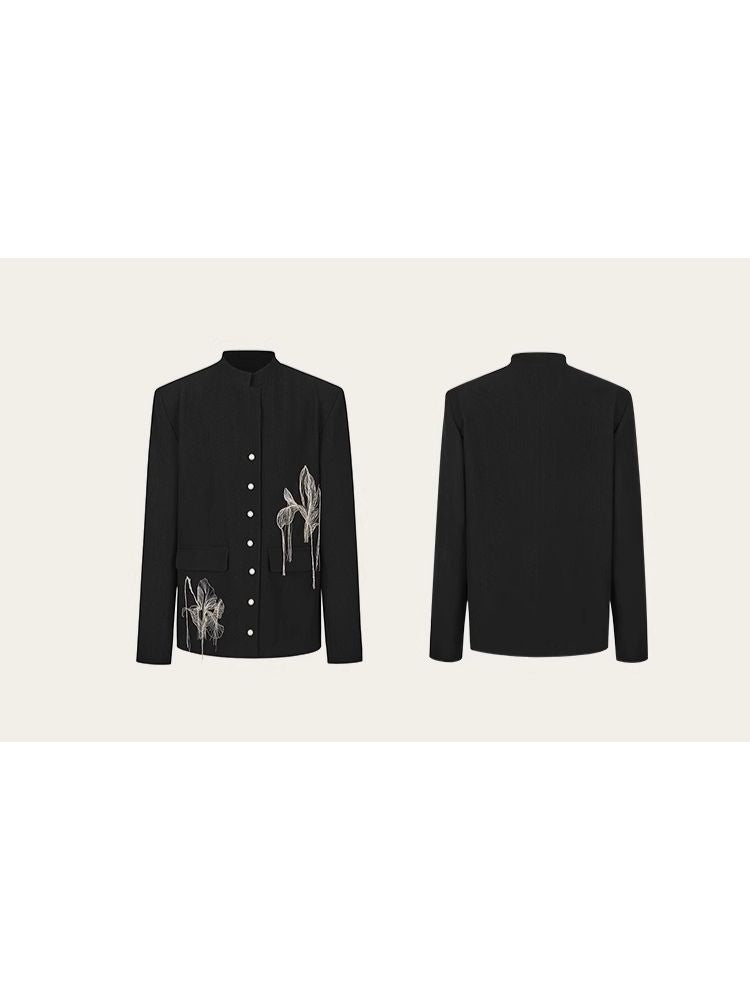 Fine Silk Thread Embroidery Black Suit Jacket【s0000008176】
