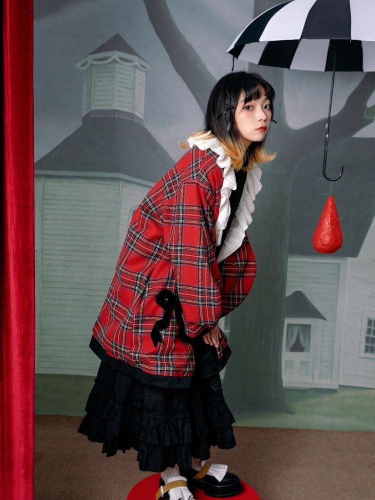 Plaid splicing reversible coat【s0000003612】