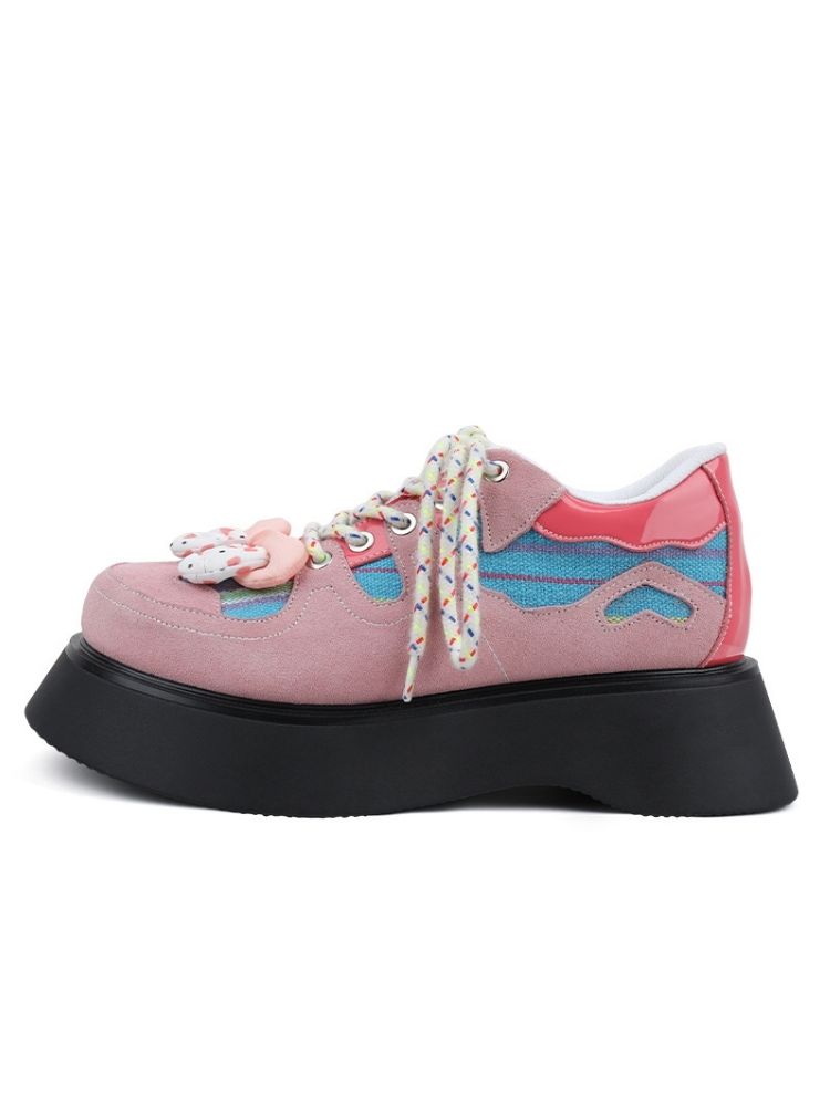 Pink and cute ribbon platform shoes【s0000002116】