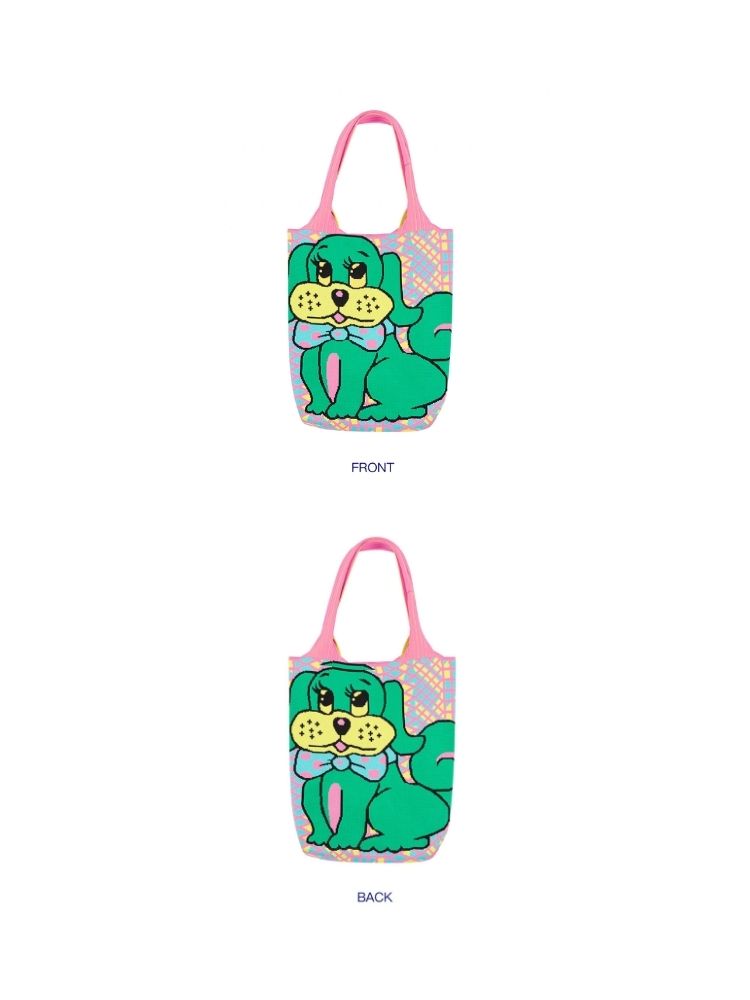 Dog image knitted tote bag【s0000006201】