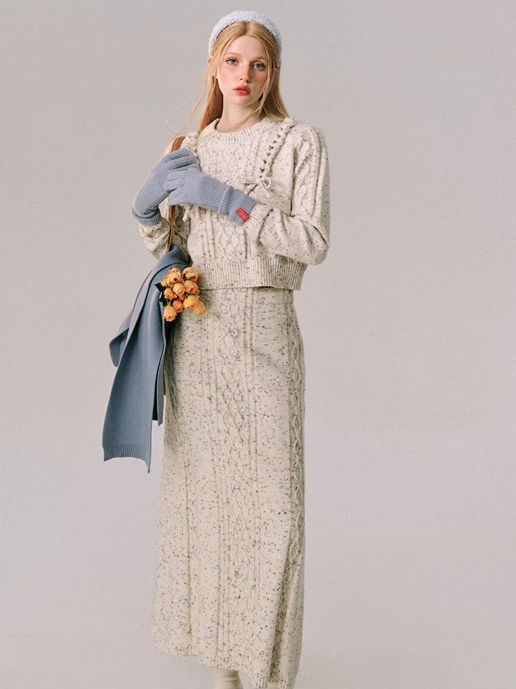 Braided Color Dot Knit Sweater Half Skirt【s0000005609】