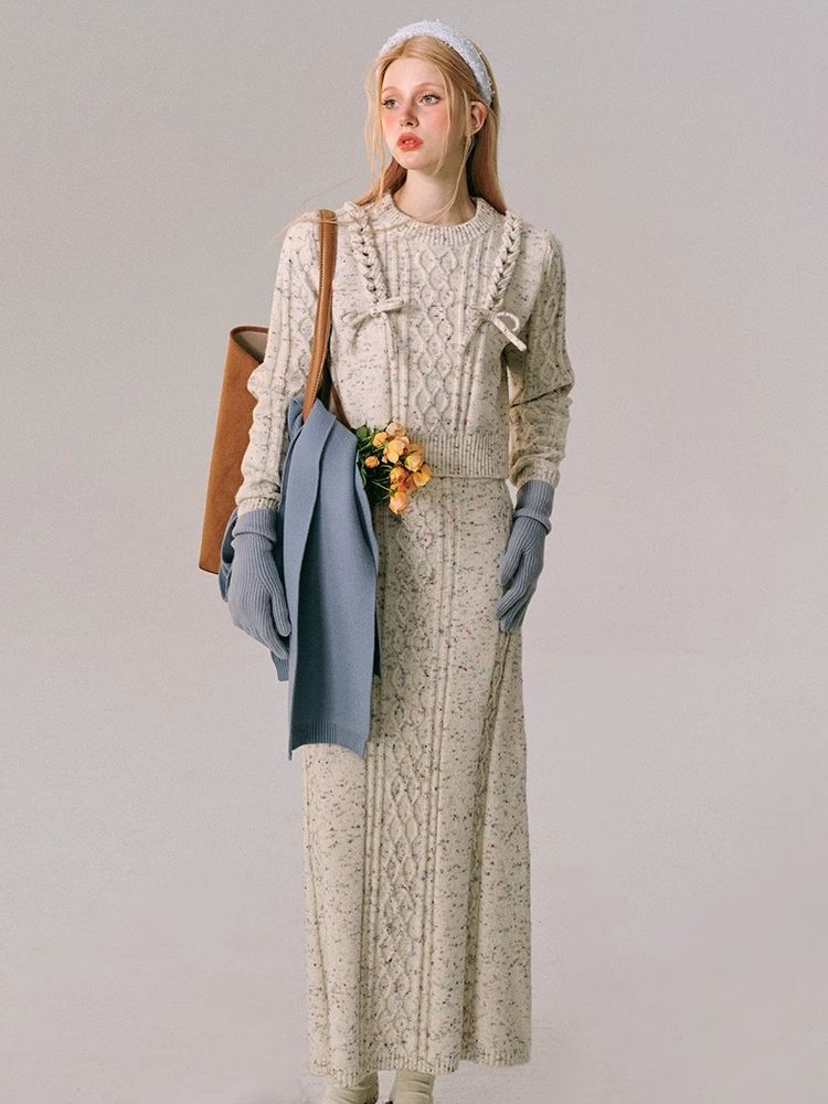 Braided Color Dot Knit Sweater Half Skirt【s0000005609】