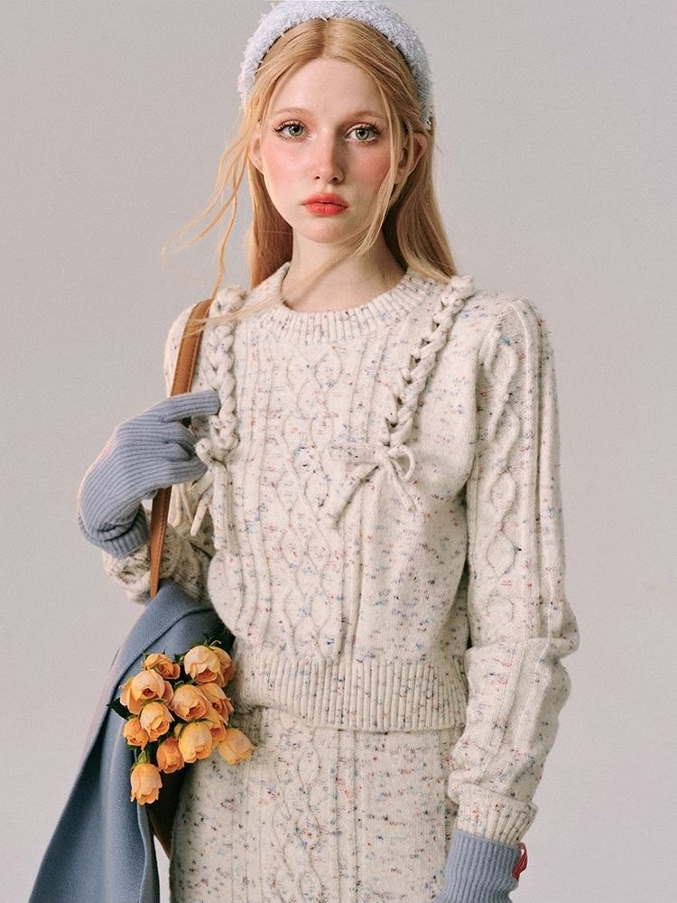 Braided Color Dot Knit Sweater Half Skirt【s0000005609】