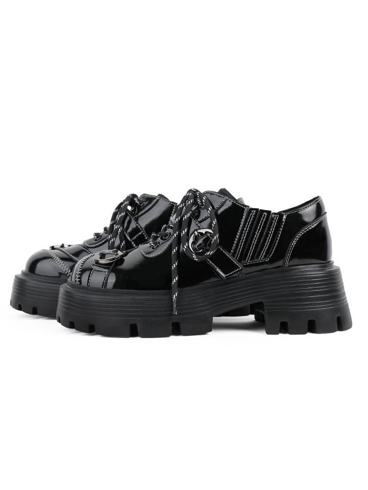 Stitch design belt platform shoes【s0000002127】