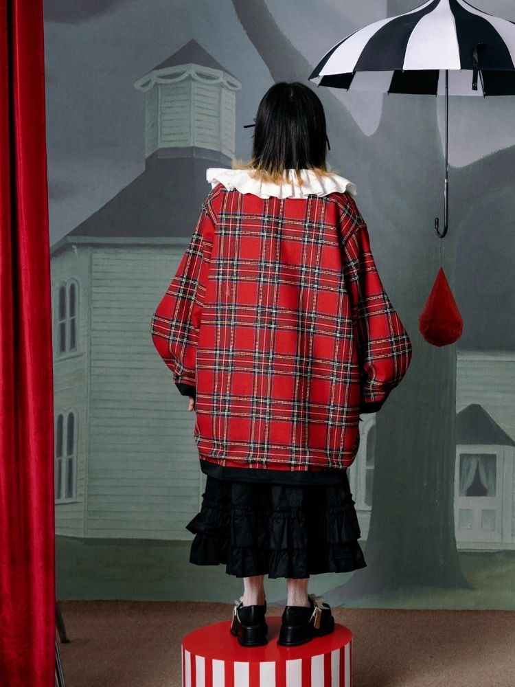 Plaid splicing reversible coat【s0000003612】