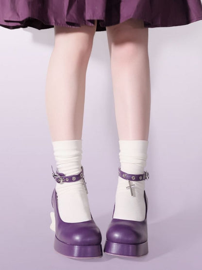 With Cross Ankle Strap Ghost Heel Pumps【s0000002546】