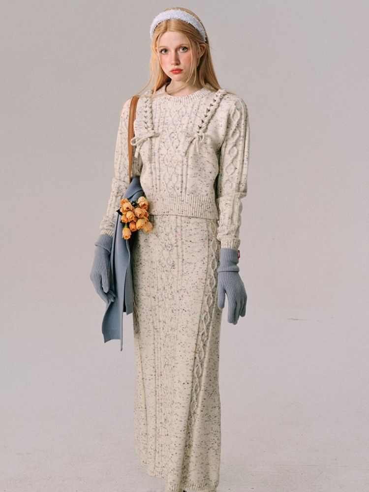 Braided Color Dot Knit Sweater Half Skirt【s0000005609】