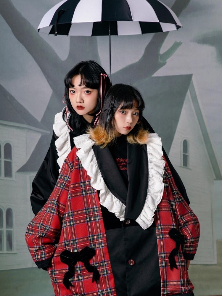 Plaid splicing reversible coat【s0000003612】