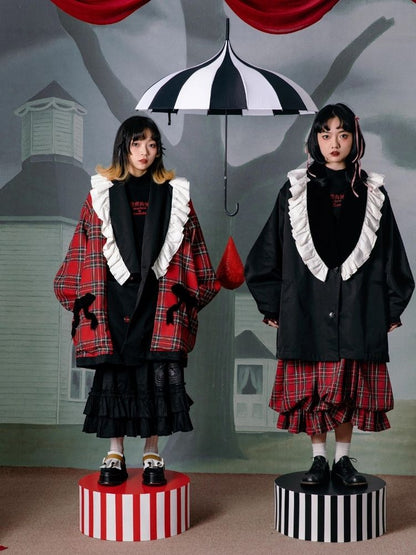 Plaid splicing reversible coat【s0000003612】