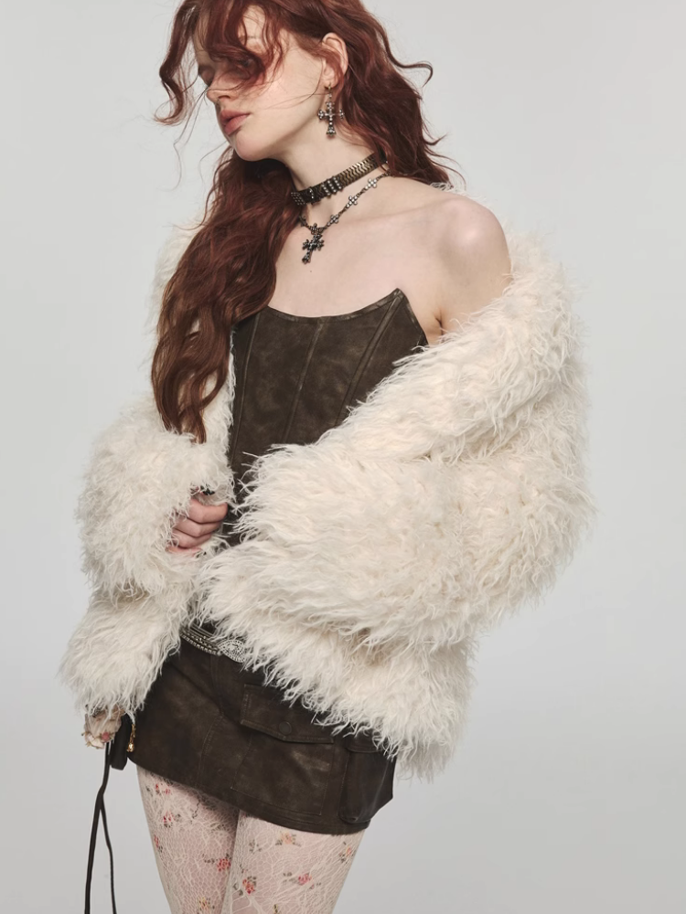 Fluffy long fur coat for winter【s0000004134】