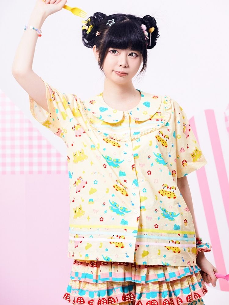 Showa girl original three-color ribbon shirt 【s0000002879】