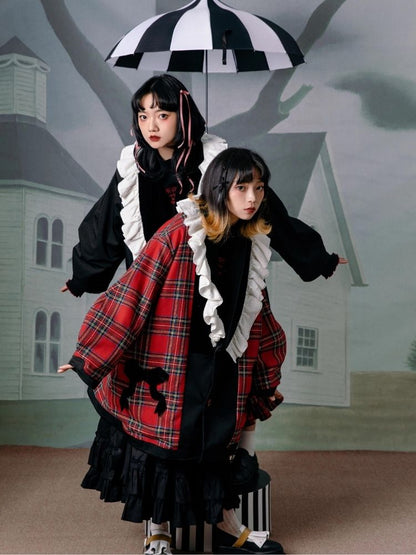 Plaid splicing reversible coat【s0000003612】