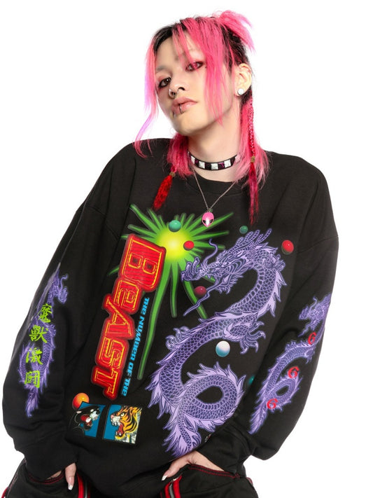 Y2K Punk Hong Kong Style Dragon rint Loose Sweat / Galaxy Bag [s0000003889]