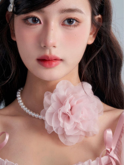 Flower rose pearl necklace/choker【s0000002011】