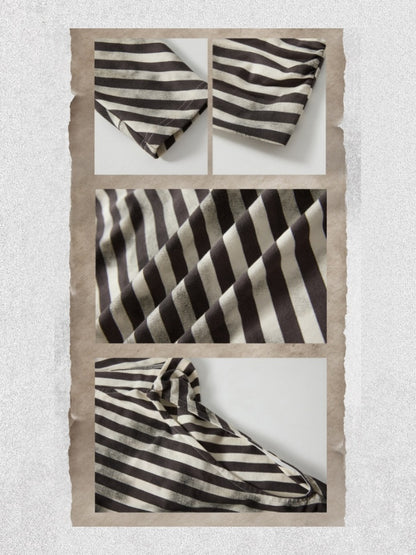 Asymmetric Striped Off-Shoulder  Bat Long Sleeve Cinched Waist T-Shirt【s0000018396】