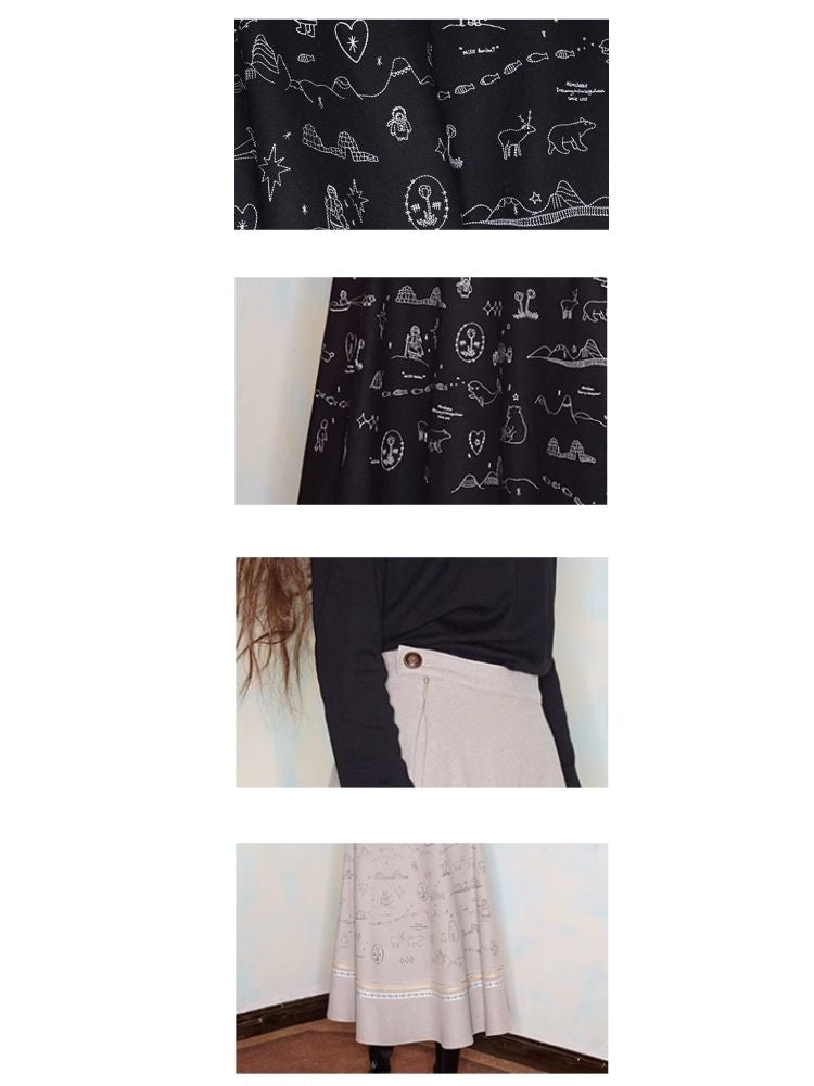 Embroidery / Printed Big Pendulum Skirt【s0000005910】