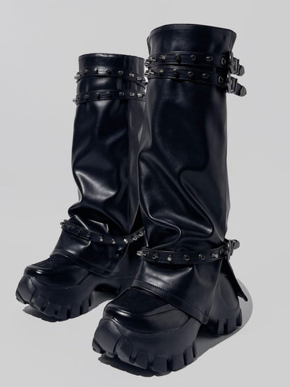 Y2K Punk Style Metal Rivets High Heel Long Boots【s0000005187】