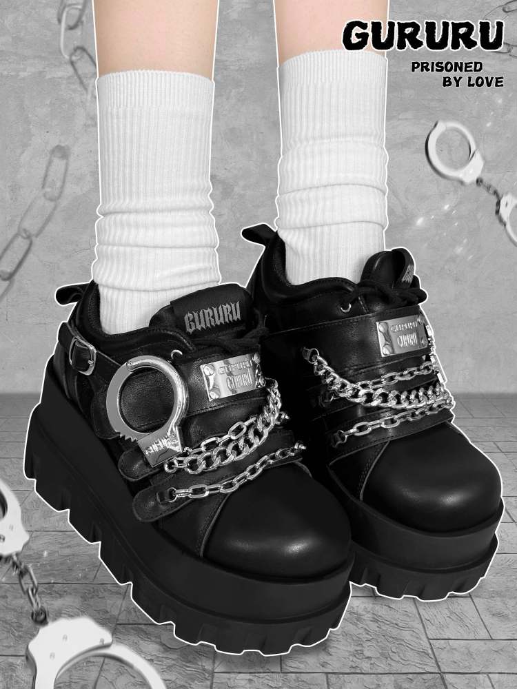 Y2K Handcuffs Velcro Platform SHOES [S0000008558]