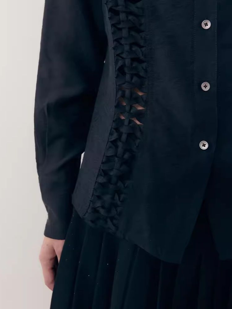 Standing Collar Design Niche Tencel Shirt【s0000006387】