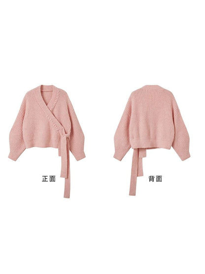 Pink Tie Knit Cardigan【s0000004857】