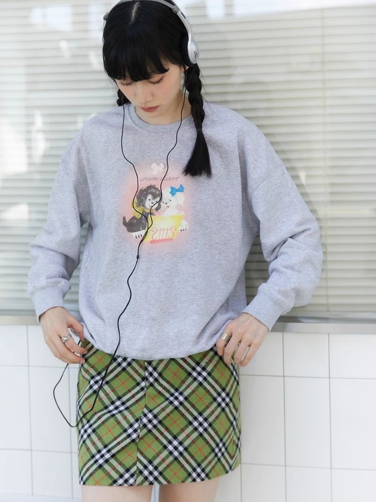 Puppy print loose sweatshirt【s0000003901】