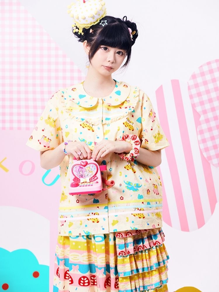 Showa girl original three-color ribbon shirt 【s0000002879】