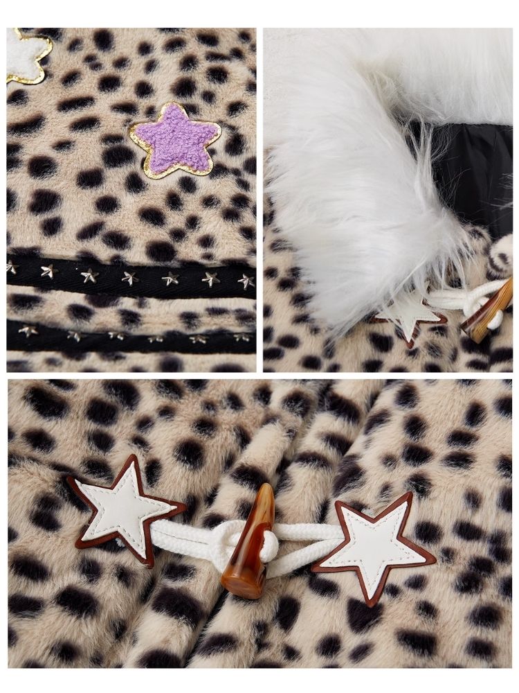 Y2K Sweet Cool Spice Girl Cute Leopard Coat Niche Design Girl Plush Coat [s0000004274]