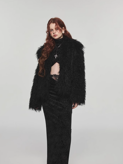 Fluffy long fur coat for winter【s0000004134】