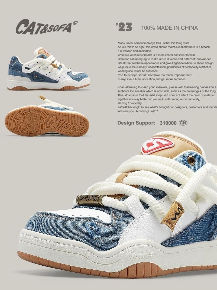 Denim Blue Casual Sport Lace Up Sneakers [s0000002570]