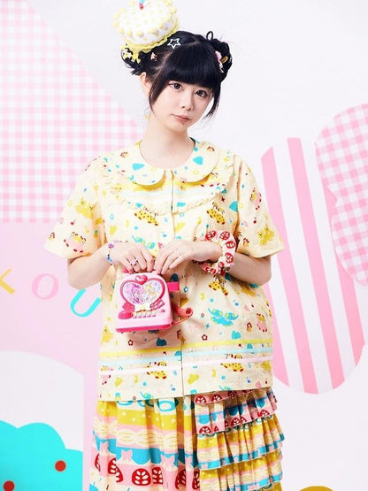 Showa girl original three-color ribbon shirt 【s0000002879】