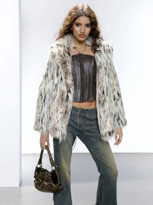 Mid-length leopard print spots Coat【s0000005644】